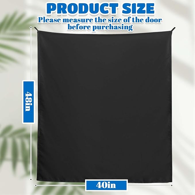 Pinkunn 40 x 48 Inch Office Cubicle Curtain with Stainless Steel Self Adhesive Hook Portable Privacy Door Partition Room Office Divider(Black)