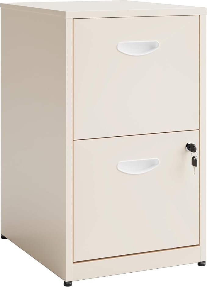 Polup 2 Drawer File Cabinet with Lock, Locked Filing Cabinets for Home Office, Small File Cabinets for Under Desk, Metal Files Cabinet for Hanging Letter Size, Cream, Assembly Required