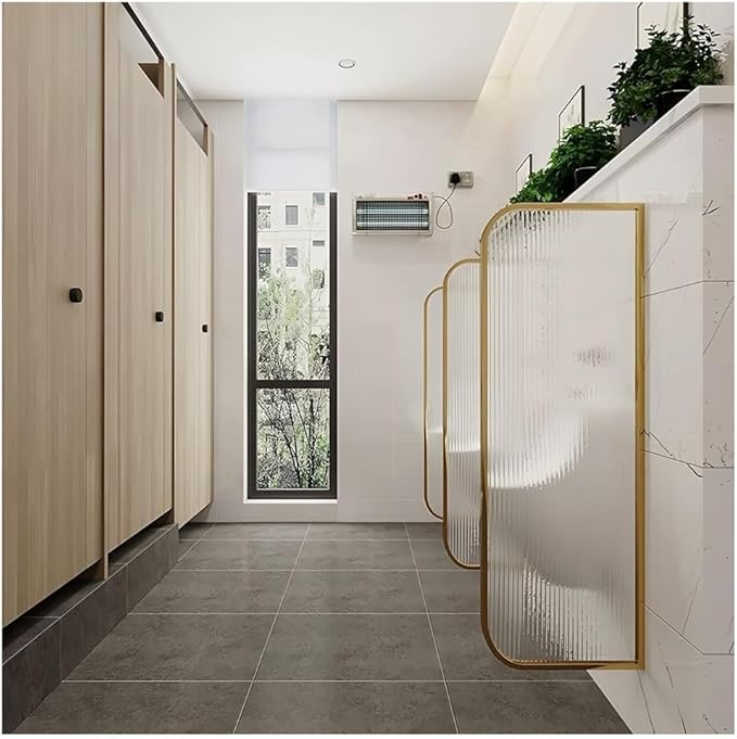 Desk Divider Urinal Partition Wall Divider，Translucent Glass Panels Bathroom Partition，Wall-Mounted Screen Toilet Partition Public Toilet Protection Divider(Gold,40x120 cm)