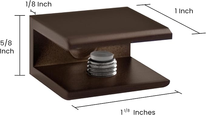 Dulles Glass Floating Shelf Brackets, Square Clamps Heavy Duty, Oil Rubbed Bronze, for Glass, Wood, Acrylic Wall Mounted Shelf Support. 1 Piece