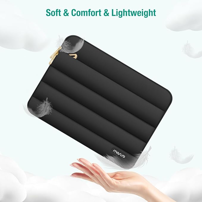 MOSISO Laptop Case 17.3 inch, 17-17.3 inch Puffy Laptop Sleeve Compatible with Dell XPS/HP Pavilion/Ideapad/Acer/Alienware/HP Omen Notebook Computer, Polyester Horizontal Bag with Small Case, Black