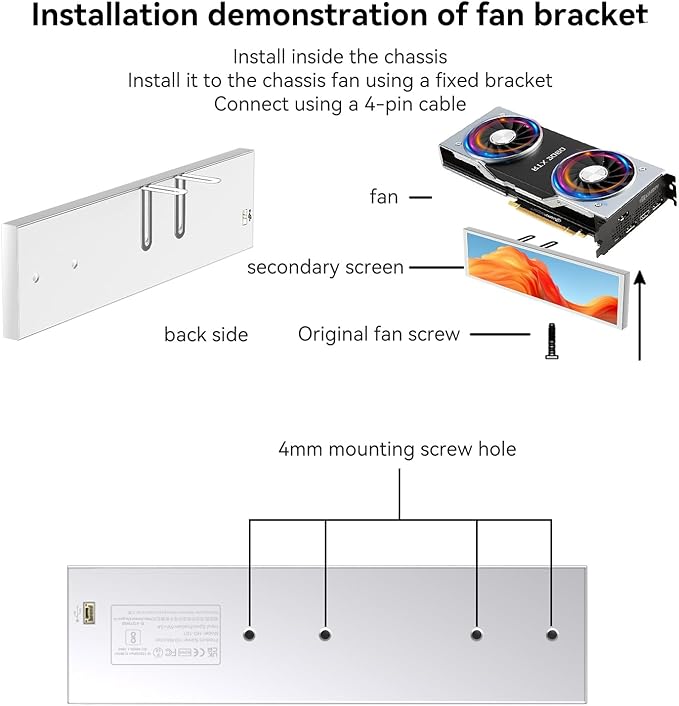 9.16" Computer Temp Monitor, FHD 1920x462 PC Sensor Panel One-Cable Connection(No HDMI Needed), Stretched Bar LCD Dynamic Theme Supported, IPS Mini Secondary Screen for CPU RAM HDD Data (White)