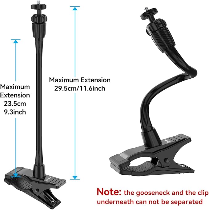 Smatree Flexible Jaws Flex Clamp Mount Gooseneck Extension Compatible for OSMO 360,Webcam C925e/C922x/C922/C930e/C930/C920x,N60/Hello Cam,Gopro Hero13/12/11/10/9/8/7/6/5/4/2018/Arlo Ultra/Pro 2/Pro 3