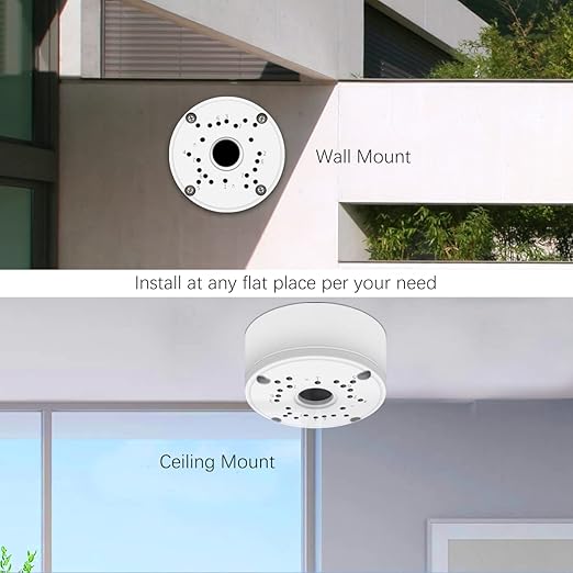 OOSSXX Metal Junction Box Mount Bracket, Universal for Bullet Security Camera, Aluminum Waterproof Hide Cable Junction Box Compatible with Solar Panel, Fits Wall Ceiling (White 1-Pack)
