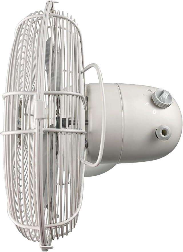 Good Housekeeping 92602 All-Metal 12" Retro Desk Office Table Fan with Wide Oscillation, 3-Speed Settings & Carrying Handle, Matte White