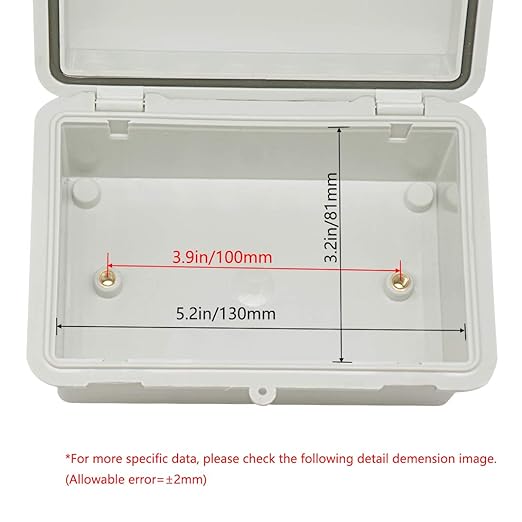 Zulkit 2pcs Junction Box ABS Plastic Dustproof Waterproof IP65 Electrical Boxes Hinged Shell Outdoor Universal Project Enclosure, 5.9 x 3.9 x 2.8 inch