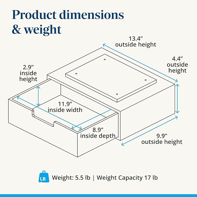 UPLIFTDESK Bamboo Under Desk Drawer – Desktop Storage with 17 lb Capacity and Safety Stop Slide, Undermount Drawer and Standing Desk Accessories for Home Office (Dark Bamboo)