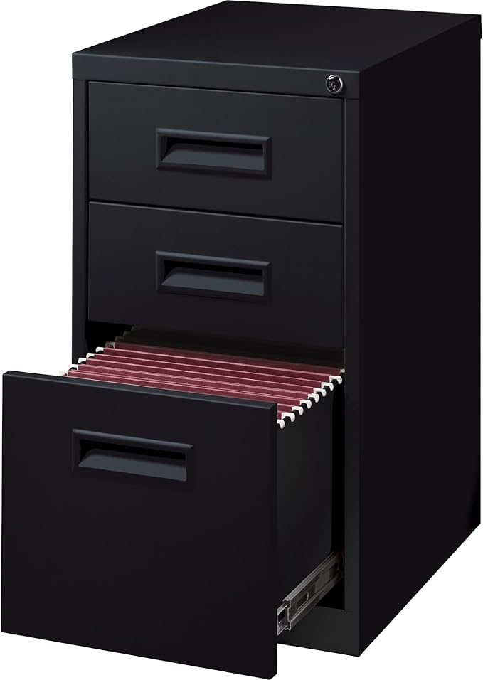 Lorell 1-Divider Mobile Pedestal, Box/Box/File, 15 by 19 by 27-3/4-Inch, Black