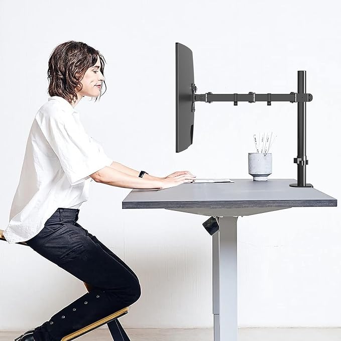 Pholiten Single Monitor Arm Desk Mount, Holds Screens up to 32 inch,Holds Up to 22lbs,Fully Adjustable Stand with C-Clamp and Grommet Base,100x100 Vesa Monitor Stand