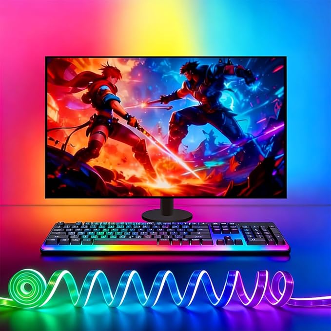 pc sync Light bar，LED Light Strips Deliver Synchronized Lighting Effects with Screen Colors and Music, Compatible with Win/Mac Systems. (PC Sync Light (for 32-34-inch Models))
