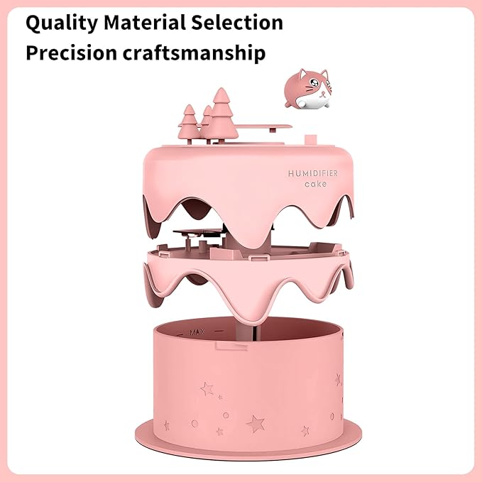 Cute Pet Humidifier, TV Humidifier, USB Plug in Use, Desktop Silent Spray, High Appearance Level Gifts (Pink Cat Cake)