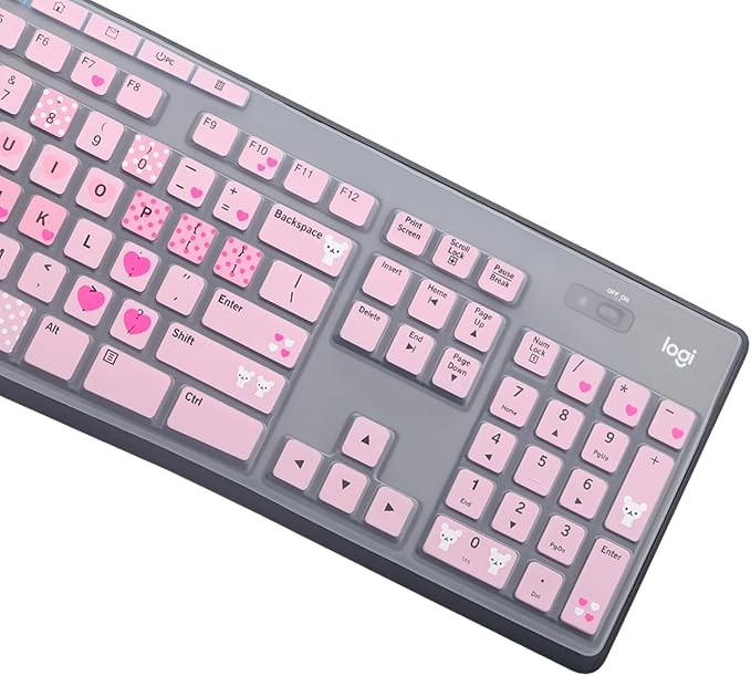 Keyboard Cover Skin Protector for Logitech MK295 MK275 MK270 Wireless Keyboard, Logitech K200 K260 K270 K275 K295 MK200 MK260 Ultra Thin Desktop PC Silicone Keyboard Cover-Lovly