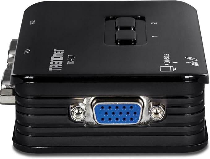 TRENDnet 2-Port USB KVM Switch, TK-207K, Control Two Computers with One Set of Console Controls, 2048 x 1536 Resolution, 60Hz Refresh Rate, All Required Cabling Included, Black