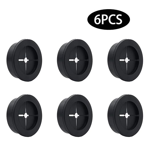 6 Pcs 35mm / 1-3/8 Inch Black Cable Cord Grommets, Rubber Desk Grommets for Table Computer Desk Wire Organizer TV Console and Other Furnitures Cover