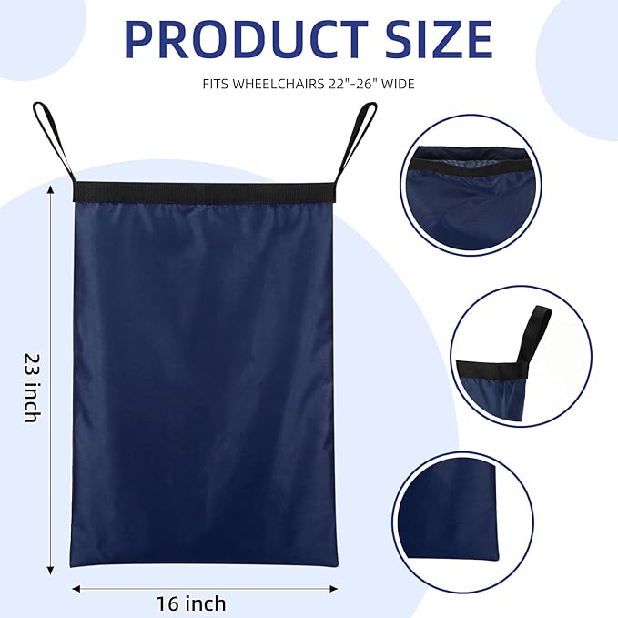 2 Pcs Wheelchair Footrest Bag Footrest Extender Storage Bag, 16"x23" Durable Oxford Cloth Leg Rest Storage for Waterproof & Wear-Resistant, Universal Fit, Easy Installation