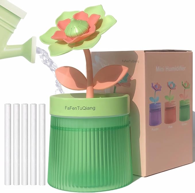 Desk Mini Humidifier Bedroom Cute, Personal Small Humidifier Diffuser 260ml Portable, Colorful Light,Quiet,Cool Mist, Auto Off, Top Fill Air Humidifiers, for Plants,Home,Office,Baby Room,Travel