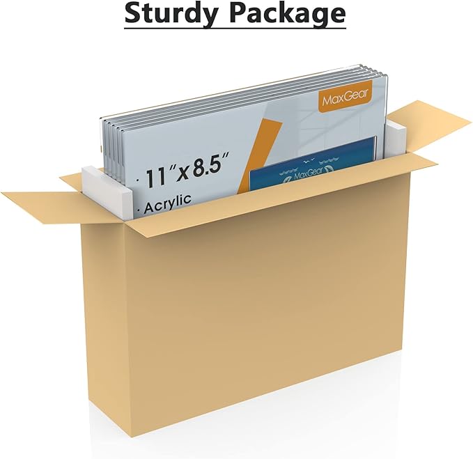 MaxGear Acrylic Sign Holder 8.5x11 with Double Sided Tape, 12 Pack Clear Plastic Door Wall Mount Sign Holder, Document Flyer Poster Paper Acrylic Wall Frame for Office, Home, Store, Restaurant