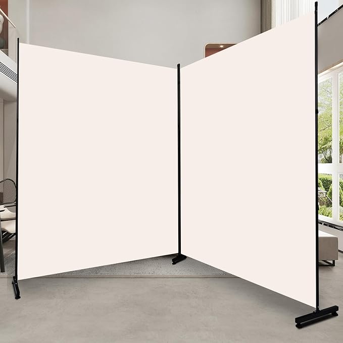 Room Divider 6FT Single Panel Privacy Screen,Wide Fabric Indoor Room Divider Wall Divider for Room Separation, Portable Room Partitions and Dividers Room Separators (Beige, Upgraded Base-2 Panel)