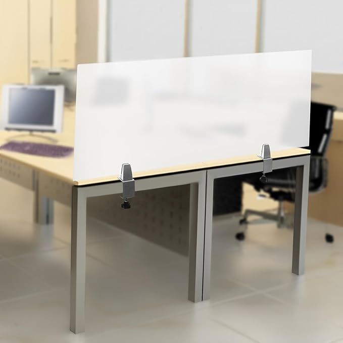 Freestanding Privacy Panel,47” x 18” Counter Desk Divider Acrylic Panels Holder Cubicle Divider for Office,School,Reception,Clamp-on Desk Partition