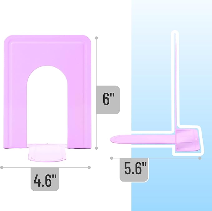 Mr. Pen- Book Ends, 4 Pack, Purple, Heavy Duty Metal Bookends for Shelves, Book Holders for Shelves, Metal Bookends