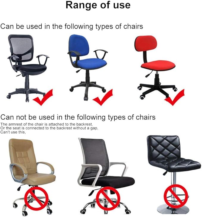 MIFXIN Stretch Computer Office Chair Cover 2 Piece Elastic Slipcovers Stretchy Washable Chair Furniture Protector for Rotating Computer Chairs, Only Covers, NO Chair (Bright Blue)