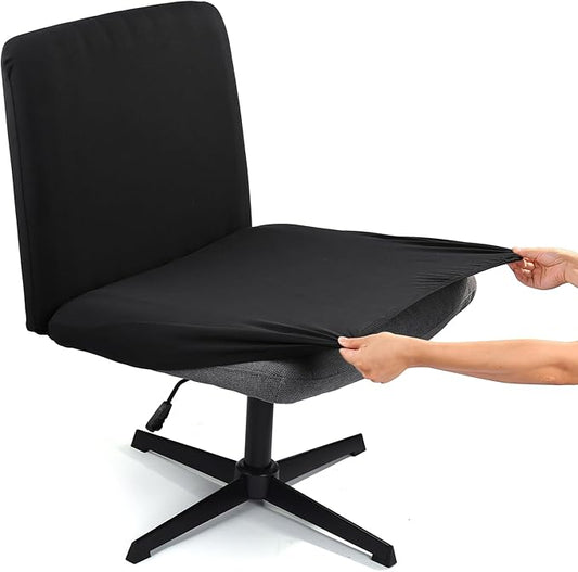 Iauddy Armless Criss Cross Office Desk Chair Cover Slipcover,Accent Mid Back Wide Swivel Task Vanity Slipper Chair Protector Stretch Removable Without Arms for Accent Chair