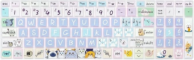 Silicone Keyboard Cover for 15.6 HP Laptop 15-fc 15-fd 15t-fd 15z-fc/HP Pavilion 15-eg 15t-eg 15-eh 15-er, 17z-ca 17-cn 17-cp 17z-cp Model Series,Cute Cat