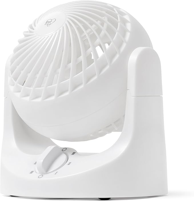 IRIS USA WOOZOO Mini Desk Fan, Air Circulator, 3 Speeds, 32ft Max Air Distance, 108ft² Coverage, 112° Adjustable Vertical Tilt, 27db Quiet Motor, Small Fan for Bedroom, Office, Dorm, White (HE10N)