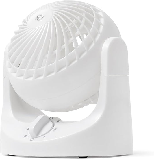 IRIS USA WOOZOO Mini Desk Fan, Air Circulator, 3 Speeds, 32ft Max Air Distance, 108ft² Coverage, 112° Adjustable Vertical Tilt, 27db Quiet Motor, Small Fan for Bedroom, Office, Dorm, White (HE10N)