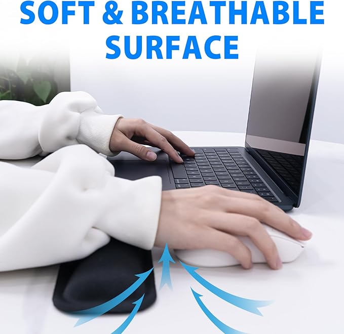 Cyberguys! Ergonomic Keyboard Wrist Rest and Mouse Pad Set, Silicone Gel Wrist Support with Non-Slip PU Base, Soft Lycra Desk Accessories for Office, Gaming & Laptop