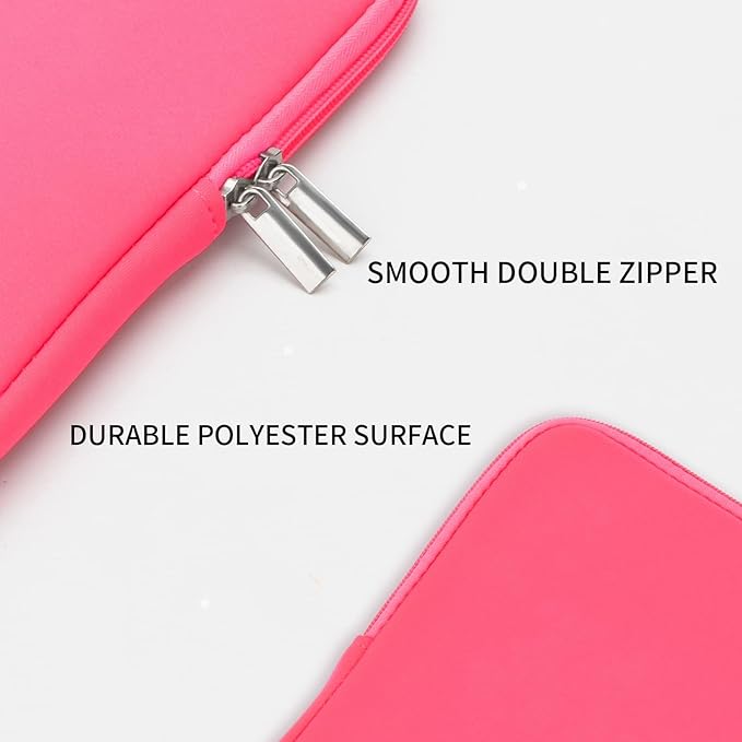 RAINYEAR 15 Inch Laptop Sleeve 15" Protective Soft Case Cover Bag with Accessories Pouch, Compatible with 15.4" MacBook Pro/Air A3448 A3241 A2941 A3114 A1938 A1707 A1990 (Bright Pink)