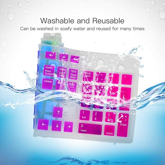 Colorful Keyboard Cover for Dell KM636 Wireless Keyboard & Dell KB216 Wired/Dell Optiplex 5250 3050 3240 5460 7450 7050/Dell Inspiron AIO 3475/3670/3477 All-in One Desktop Keyboard Skin, Rainbow