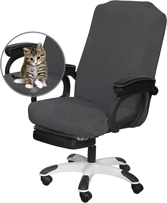 SARAFLORA Office Chair Cover- Large, Grey- Removable Computer Chair Cover for Office Chair with Zipper for Universal Rotating Chair Desk Chair Cover High Back Chair Seat Washable Protector for Pets