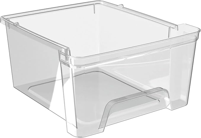 Plastic Drawer Wide Tower Plastic Storage Cart with Clear Pull Out Drawers, Silver (3 Drawer Wide Tower)