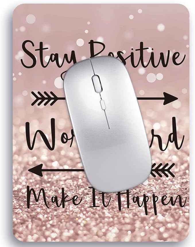 Audimi Small Mouse Pad 6 x 8 Inch, Mini Mouse Pad Thick for Laptop Wireless Mouse Home Office Travel, Portable & Washable (Stay Positive)