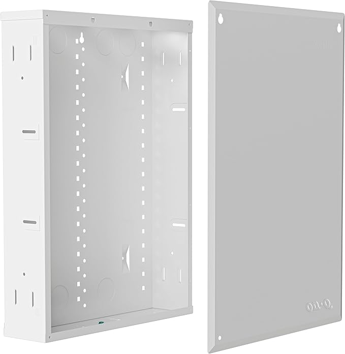 Legrand On-Q 20-Inch Structured Wiring Enclosure with Screw-On Cover, Durable Steel, Cable Management, Recessed or Surface Mount, Compatible with On-Q Accessories, Glossy White