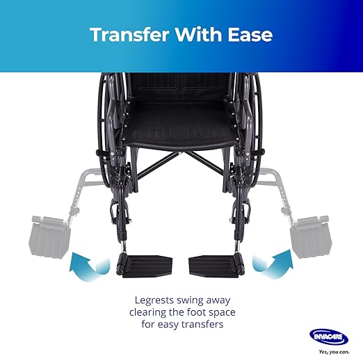 Invacare Wheelchair Legrest with Swing-Away Design, Adjustable Footrest Length and Flip-Up Composite Footplate, Easy-to-Install, Designed for Invacare Wheelchair