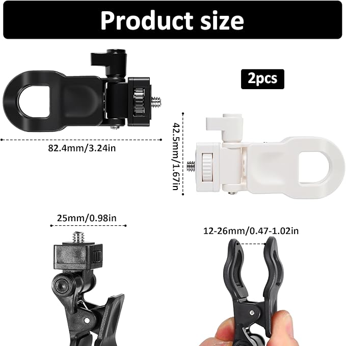 2 Pack Webcam Monitor Mount Monitor Camera Mount with 1/4 Screw Ring Camera Clip Webcam Stand Mounts for Tripod Screen LCD Display Top Fill Light Flash Phone Tripod Tablet Video Live
