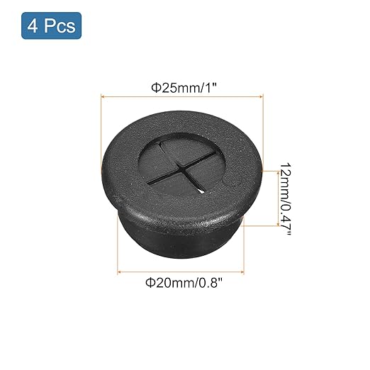 uxcell 4 Pcs Cable Cord Grommet, 13/16 Inch (20mm) Desk Grommet Flexible Rubber Grommets Wire Hole Cover Pass Through for Office Computer Desk Wire Organizer, Black