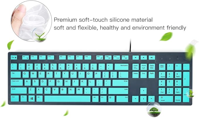 Keyboard Cover for Dell KB216 KB216p Wired & Dell KM636 Wireless Keyboard/Dell Optiplex 5250 3050 3240 5460 7450 7050/Dell Inspiron AIO 3475/3670/3477 All-in one Desktop Keyboard Skin, Mint Green