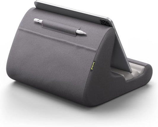 Lamicall Tablet Stand Pillow Holder - Tablet Pillow Soft Pad for Bed, Lap Phone Stand with Stylus Mount & Pocket, for iPad Pro 12.9, Air, Mini, Kindle, Galaxy Tab and 4-13" Devices, Grey, Mother's Day