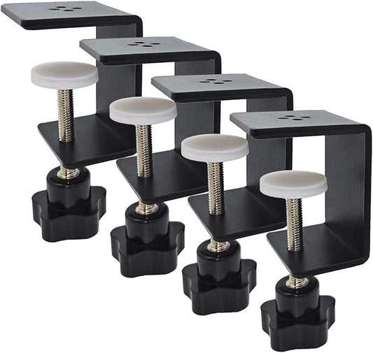 4 Pack Heavy Duty C Clamp & Desk Clamp | Wide Jaw Metal Woodworking Clamps, Adjustable Shelf Clamps for Desk Extension/Panel Work (Sturdy Multi-Purpose Clamping Tool)