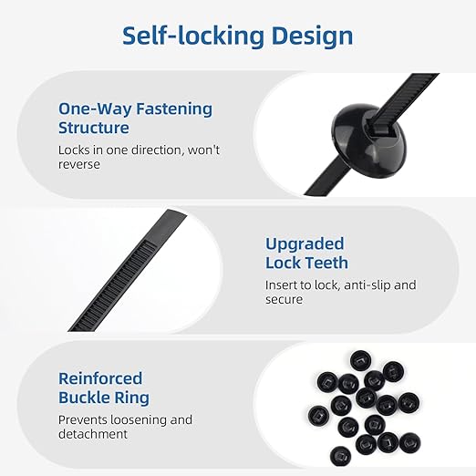 100 Pcs Nylon Universal Cable Tie Buckle for Car - Self-Locking and Easy Install Zipper Clips with Pin & Button Design - UV-Resistant Fixion Tools Zip Tie for Quick and Effortless Car Daily Repair