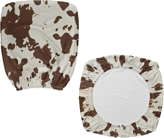 Brown Cowhide Office Chair Covers 2 Piece Stretchable Office Chair Seat Cover Universal Desk Rotating Chair,Computer Chair Washable Chair Cover Decorative for Women