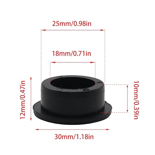 6 Pcs 25mm / 1 Inch Black Cable Cord Grommets, Rubber Desk Grommets for Table Computer Desk Wire Organizer TV Console and Other Furnitures Cover