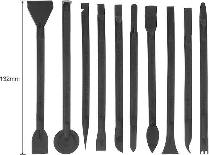 uxcell 10in1 Set Electronics Repair Tool Kit, Plastic Pry Bar, Disassemble Removing Set for Screen Glue Removal Black