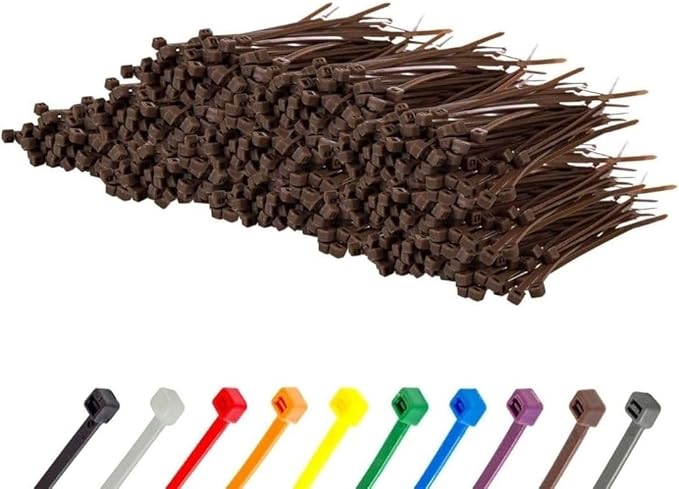 GTSE 4 Inch Brown Zip Ties, 5,000 Bulk Pack, 18lb Strength, UV Resistant Small Nylon Cable Ties, Self-Locking 4" Tie Wraps