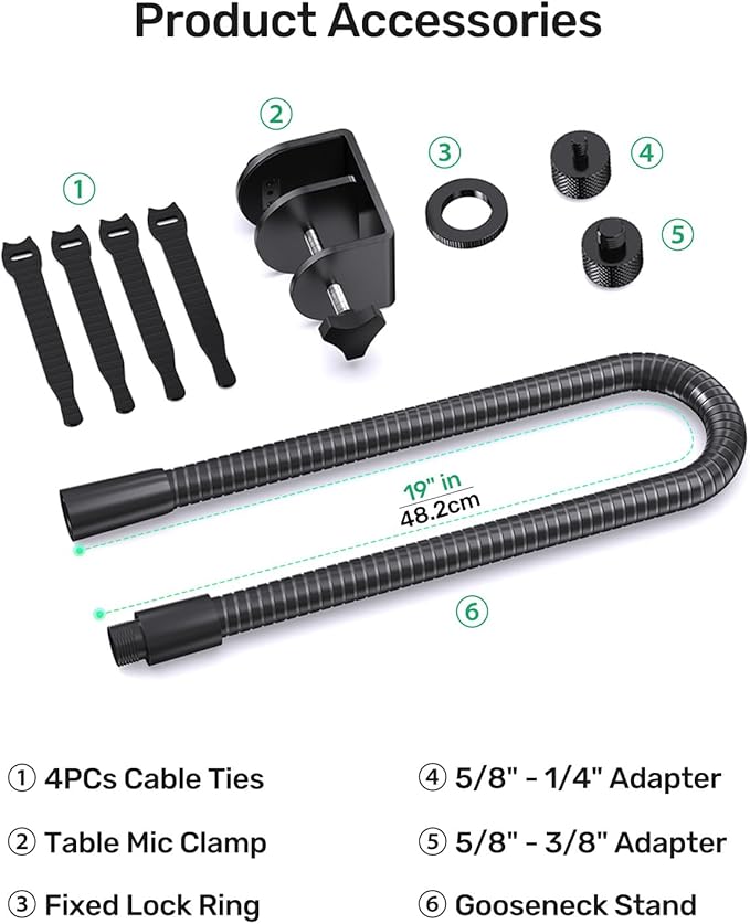 19 Inch Webcam Stand Camera Mount with Upgraded C-Clamp, Adjustable Flexible Gooseneck Arm Tripod for Desk Mount for Logitech C930e C930 C920 C922x C922 Brio 4K C925e C615, Gopro, Max Load 2.5 lb