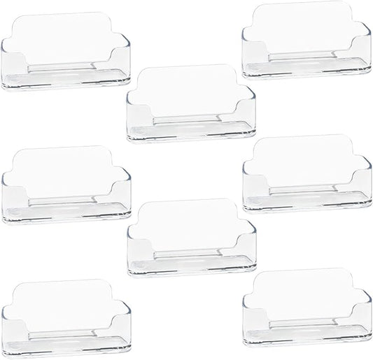 HSYMQ 8 Pack Acrylic Business Card Holder for Desk, Clear Plastic Business Cards Display Holders Stand, Fits 30-50 Business Cards
