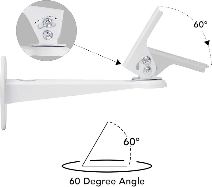 Drsn Mini Projector Wall Mount Bracket, Universal 360° Rotation, 7.8in Adjustable Arm, for CCTV Security Camera, Webcam, Small Projector (White, 8 lbs)